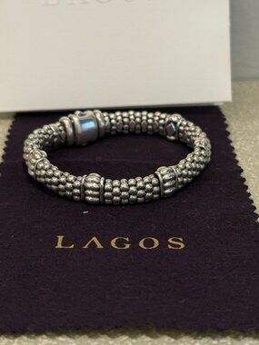 Lagos Fluted Beaded Caviar Braclete - Small